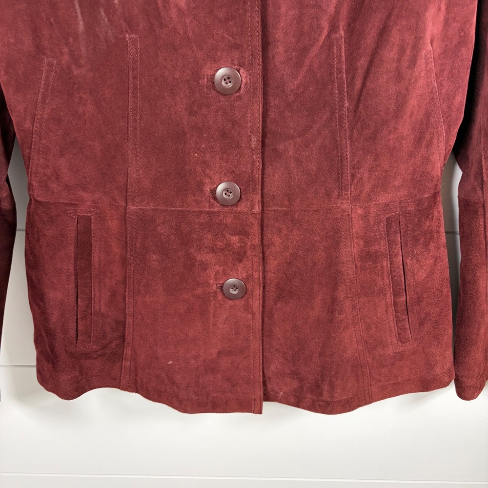 Vintage 90s Wilsons Leather Maxima Burgundy Suede Jacket (Sz M) & Skirt (Sz 6) - Picture 10 of 13